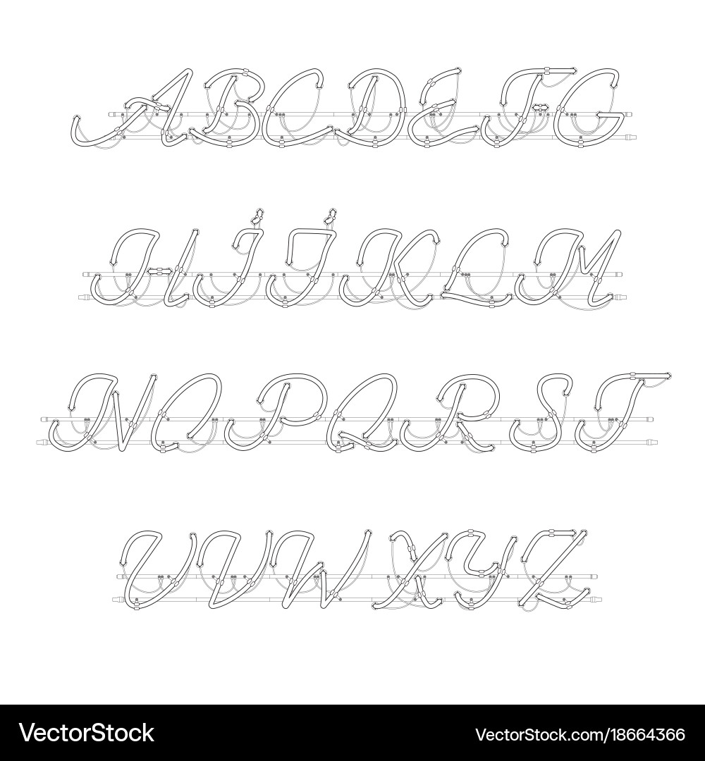 White neon uppercase script font vector image