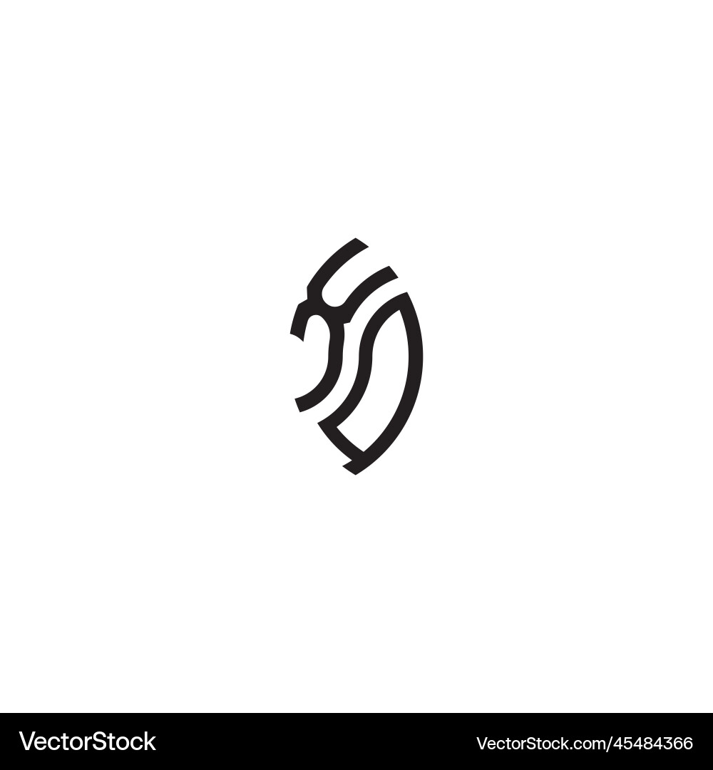 Xq leaf shape line initial concept with high Vector Image