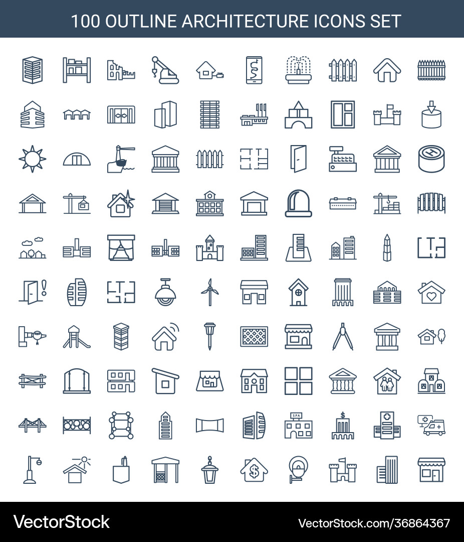 100 architecture icons Vector Image