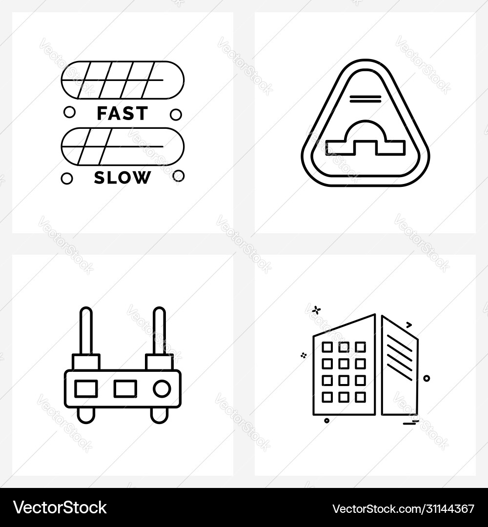 4 universal line icons for web and mobile speed Vector Image