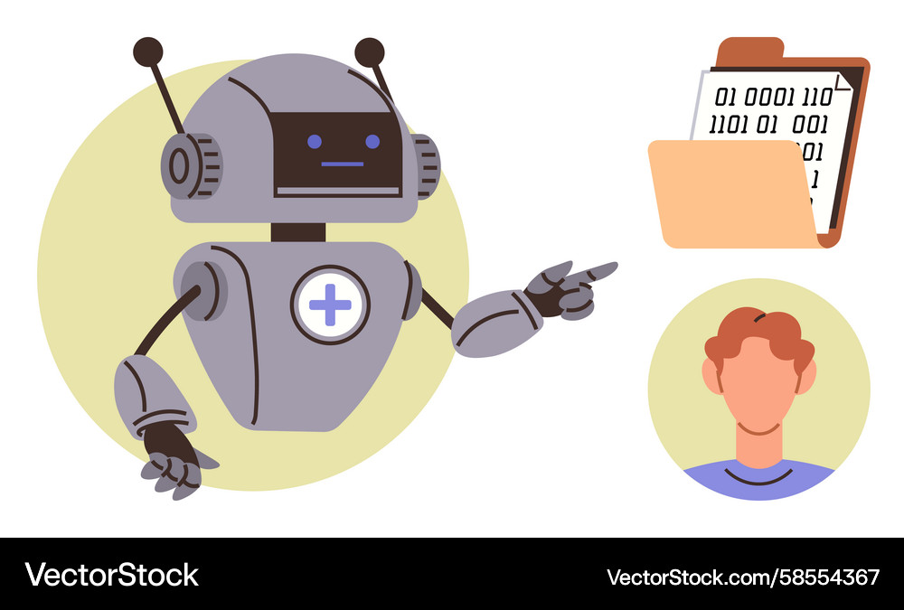 AI Robot Data Assistant Vector Image