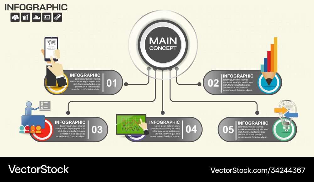 Business data process chart diagram with steps Vector Image