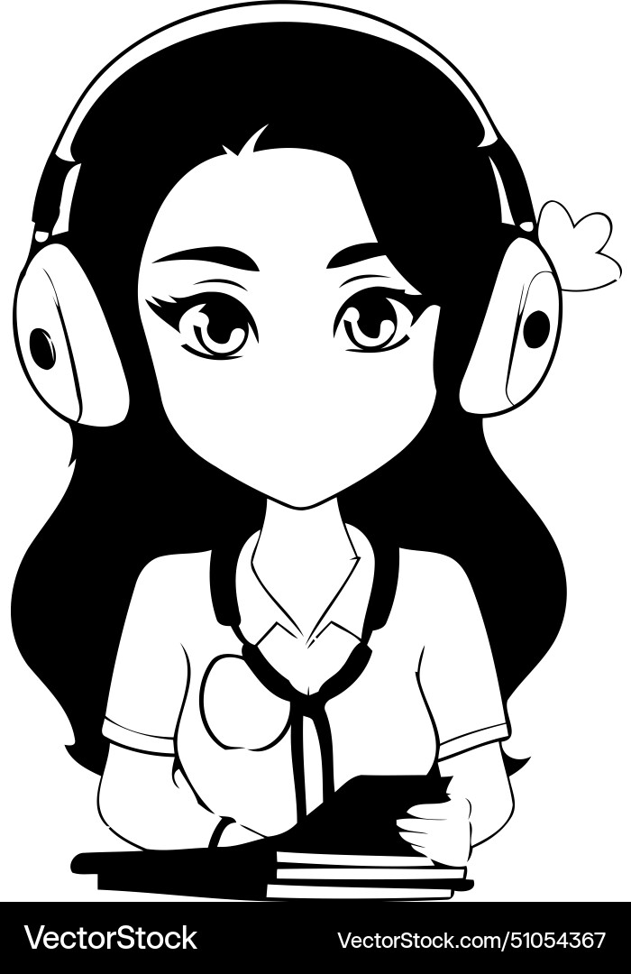 Call center operator with headset and notepad vector image