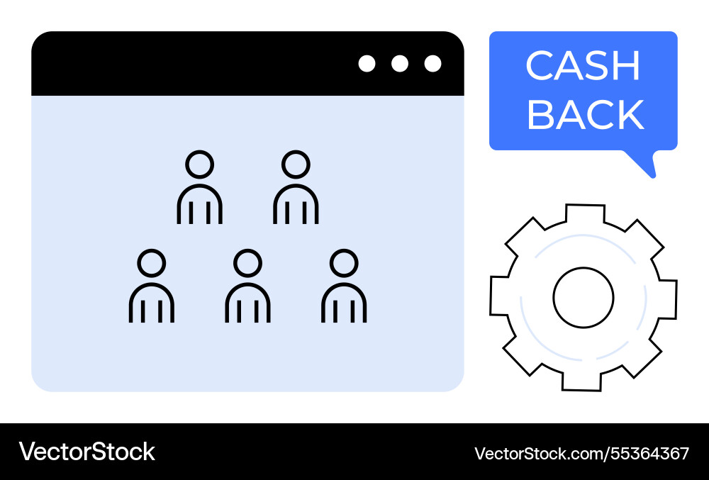Cashback system with user interface browser Cashback system with user interface browser vector image