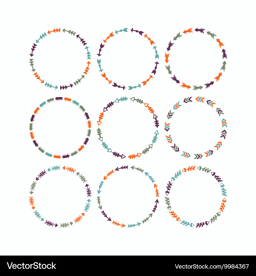 Colorful Circle Arrow Border Set vector image