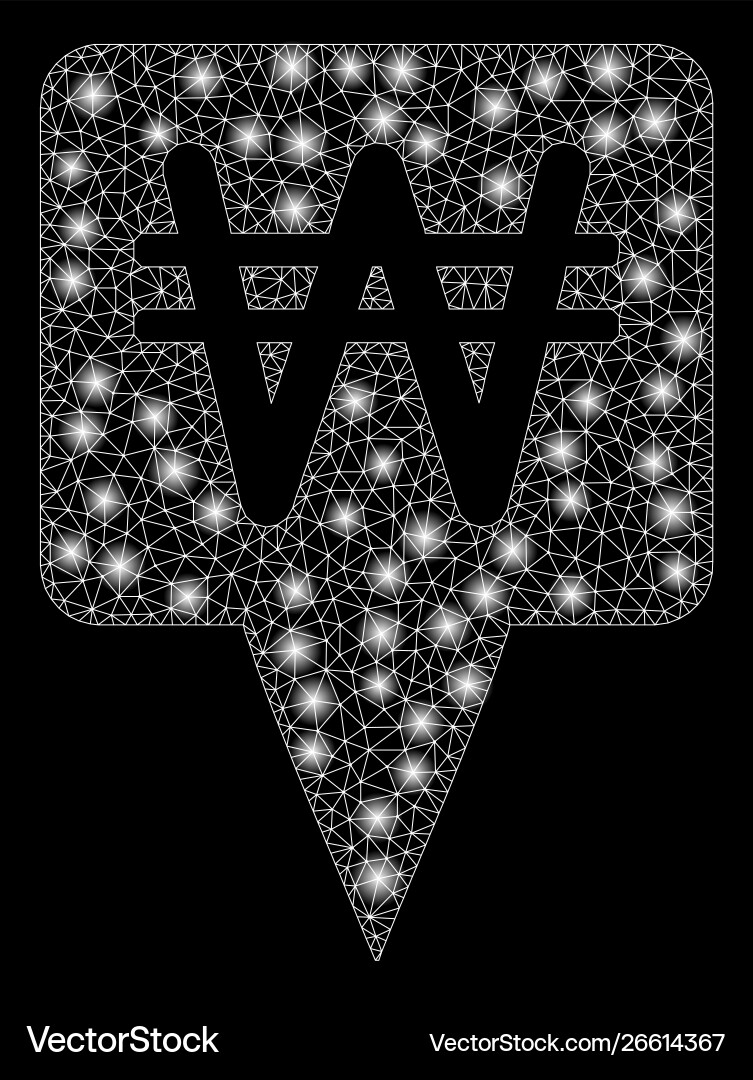 Glossy mesh 2d korean won map pointer with flare Glossy mesh 2d korean won map pointer with flare vector image