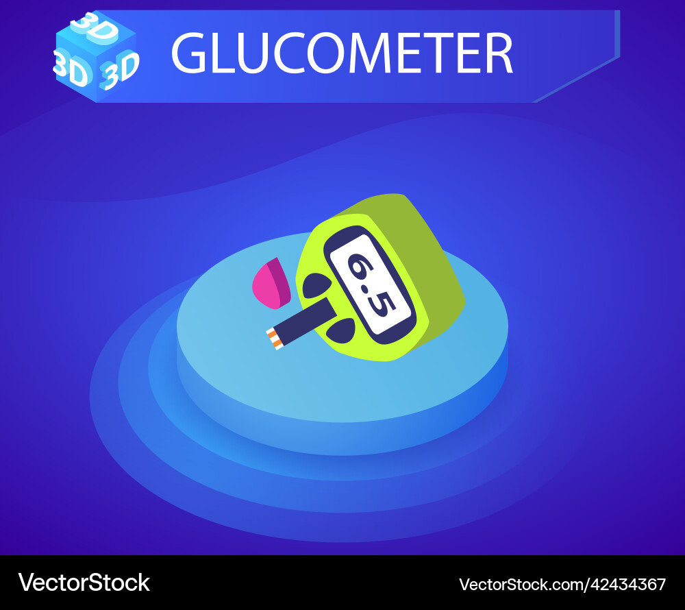 Glucometer isometric design icon web 3d colorful Glucometer isometric design icon web 3d colorful vector image
