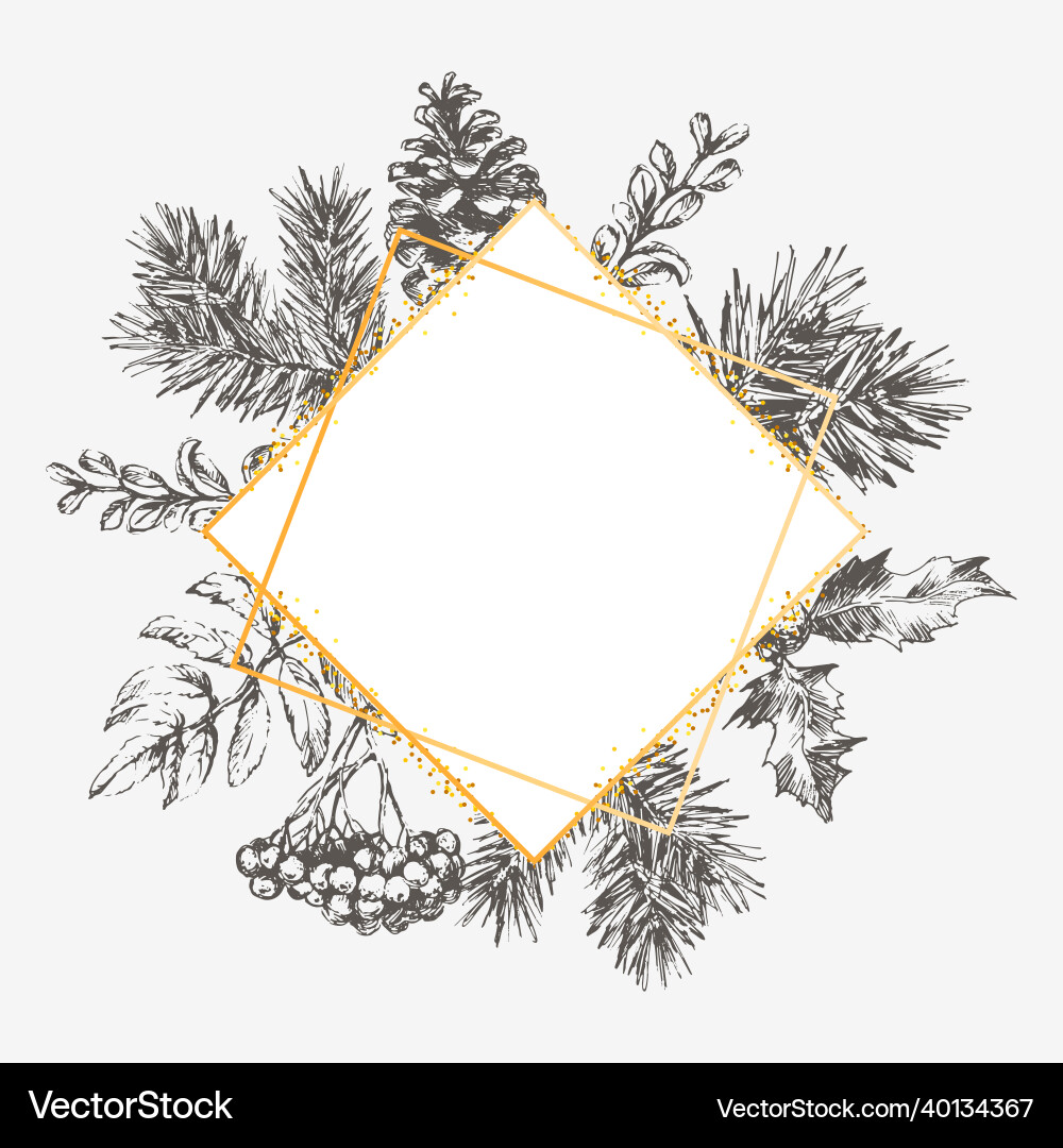 Hand drawn christmas and new year invitation card Hand drawn christmas and new year invitation card vector image