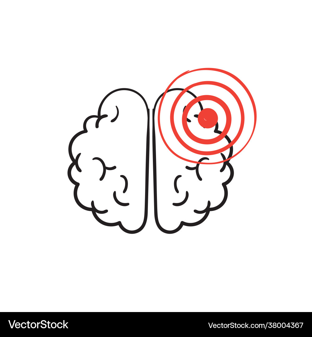 Hand drawn doodle brain sick isolated Hand drawn doodle brain sick isolated vector image