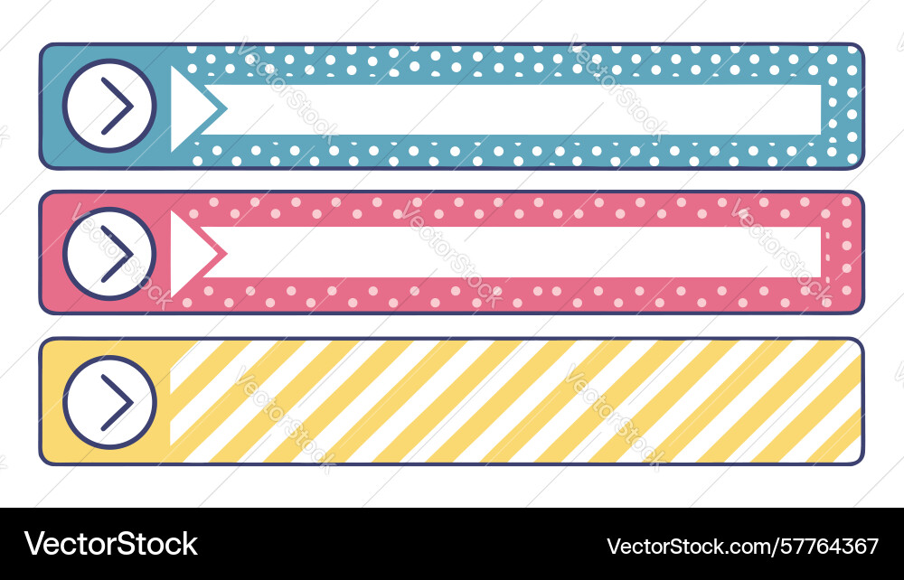 Horizontal web buttons with chevron arrows design vector image