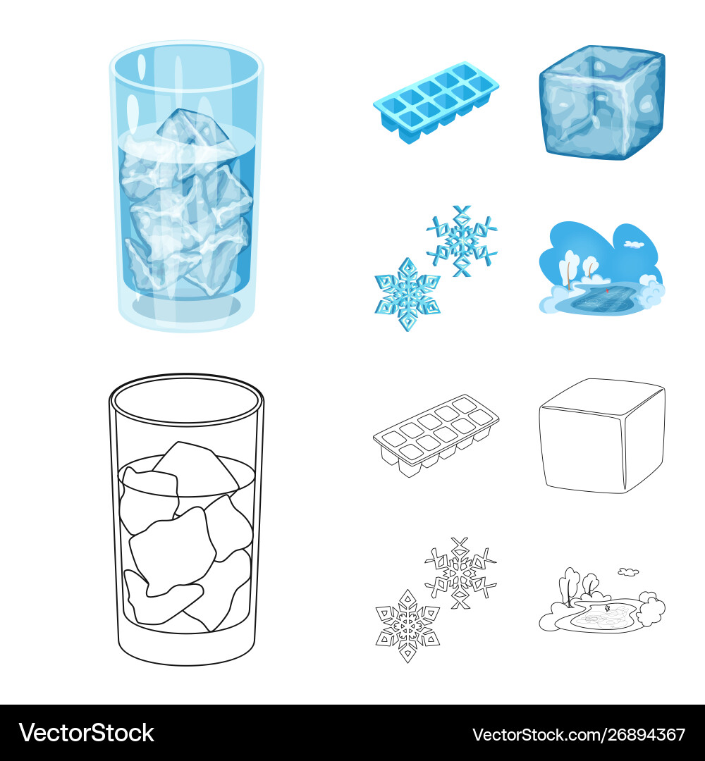 Isolated object texture and frozen symbol set Isolated object texture and frozen symbol set vector image