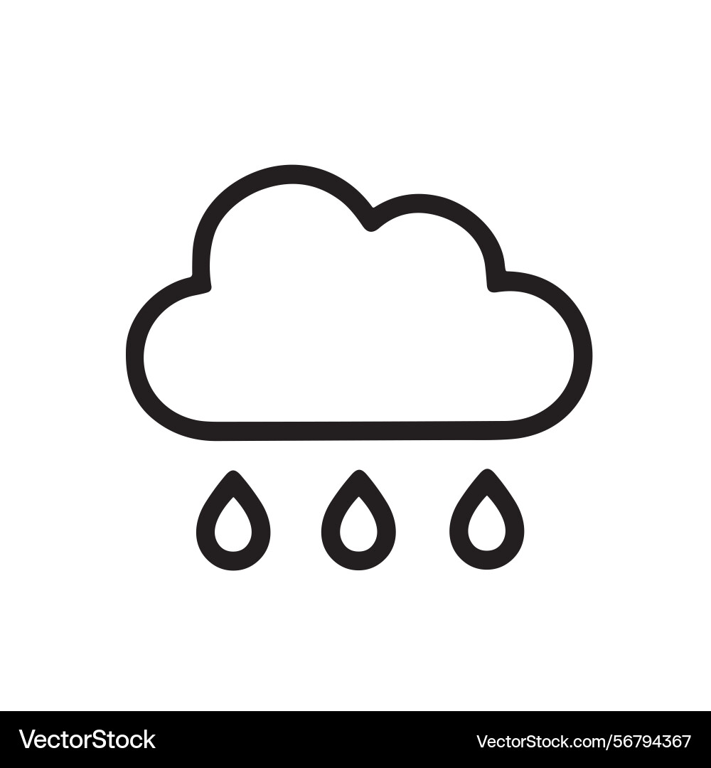Outline simple weather cloud rain drop element Vector Image