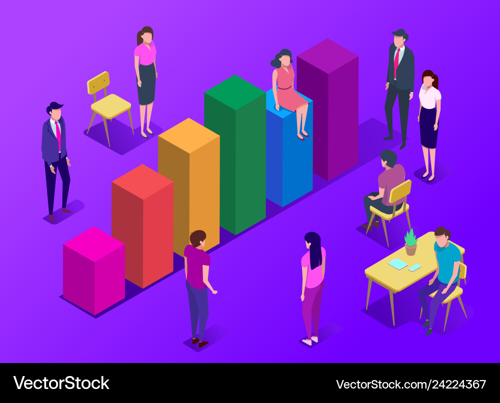 People in a team build pay chart interact People in a team build pay chart interact vector image