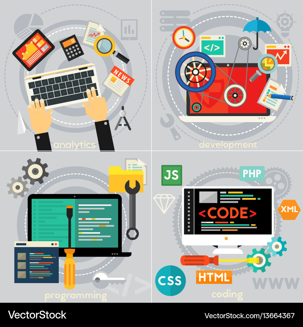 Programmierung & Analytics Toolkit Vektorbild