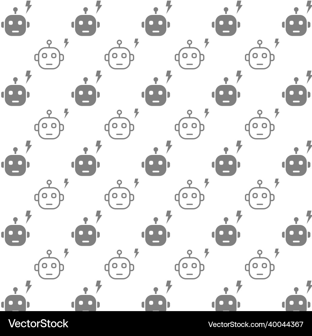 Seamless pattern robot on white background vector image