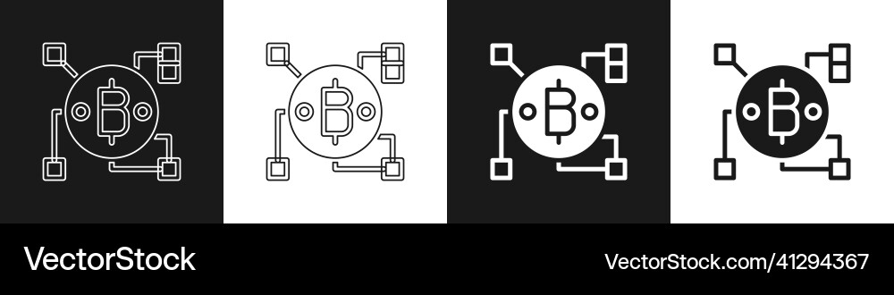 Set blockchain technology bitcoin icon isolated vector image