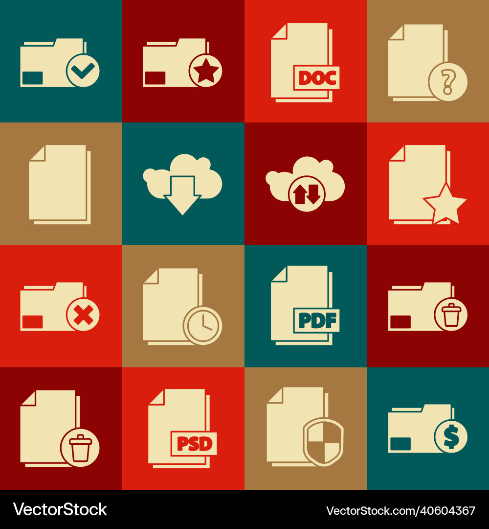 Set finance document folder delete Vector Image