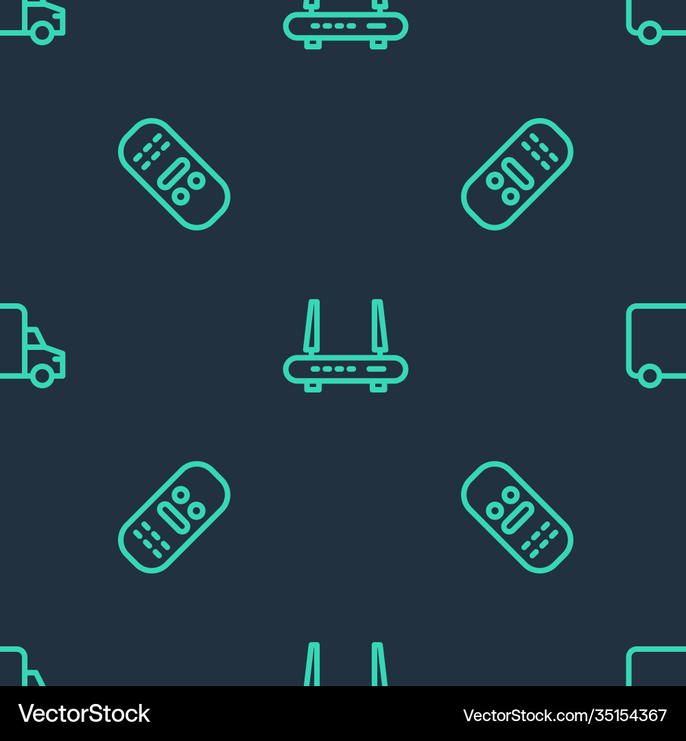 Set line router and wi-fi signal remote control Vector Image