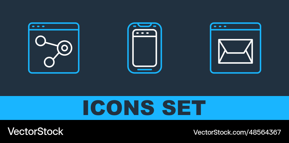 Set line website and mail browser window Set line website and mail browser window Vector Image