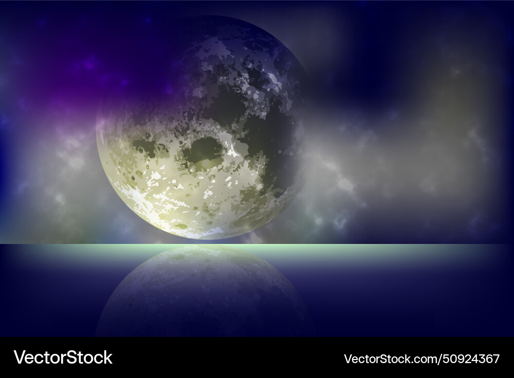 Space background moon and clouds Royalty Free Vector Image