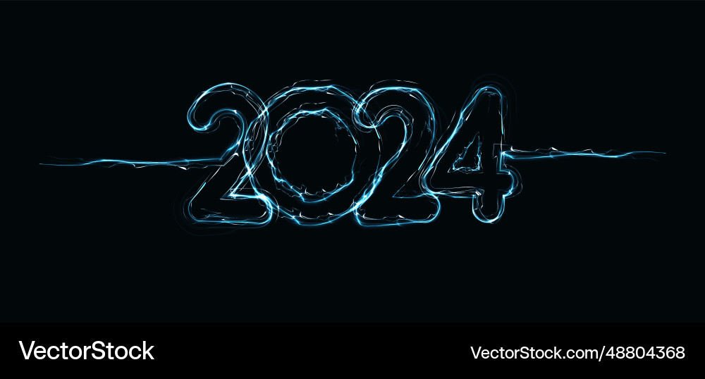 2024 mit dynamischer Blitzbolzenerfassung 2024 mit dynamischer Blitzbolzenerfassung vektorbild