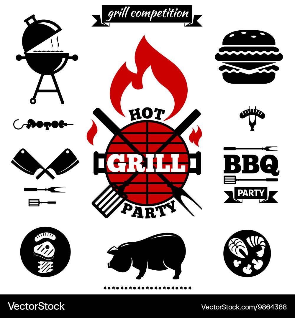 BBQ Party Elements Vector Image
