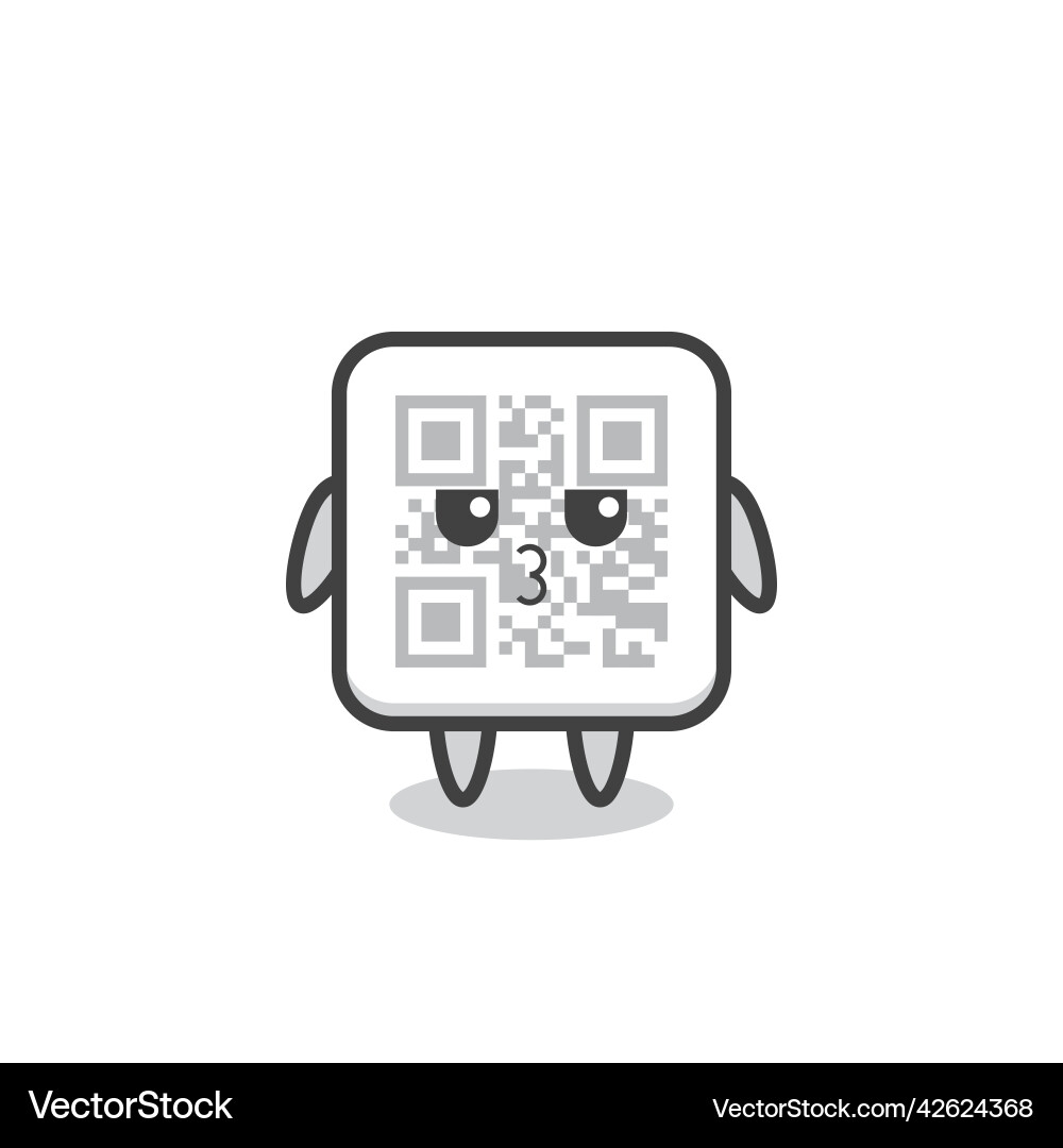 Bored expression of cute qr code characters Vector Image