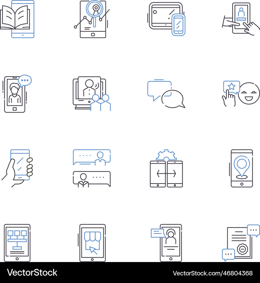 Connected device line icons collection iot smart Connected device line icons collection iot smart Vector Image