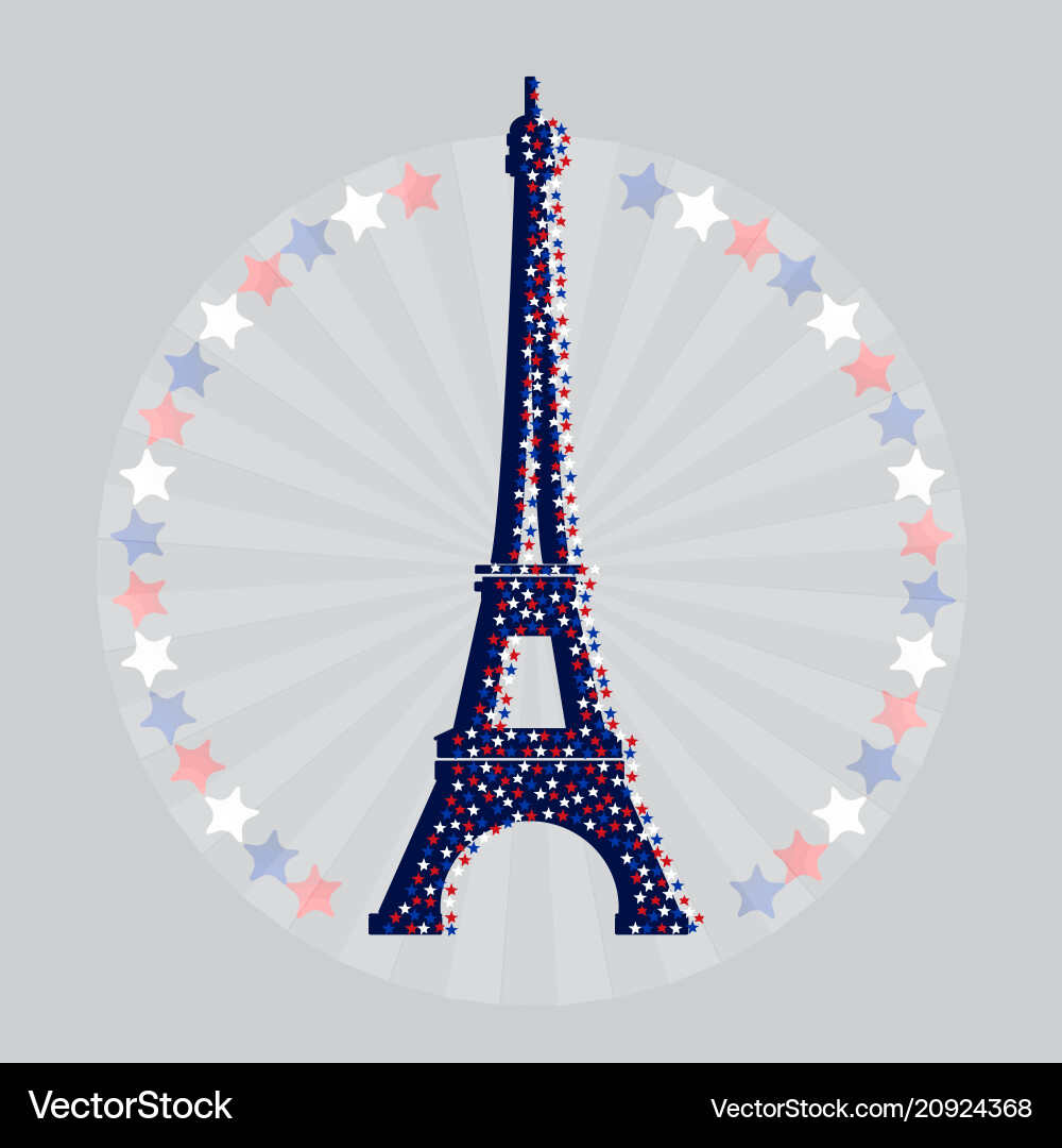 Eiffel tower icon with stars Eiffel tower icon with stars Vector Image