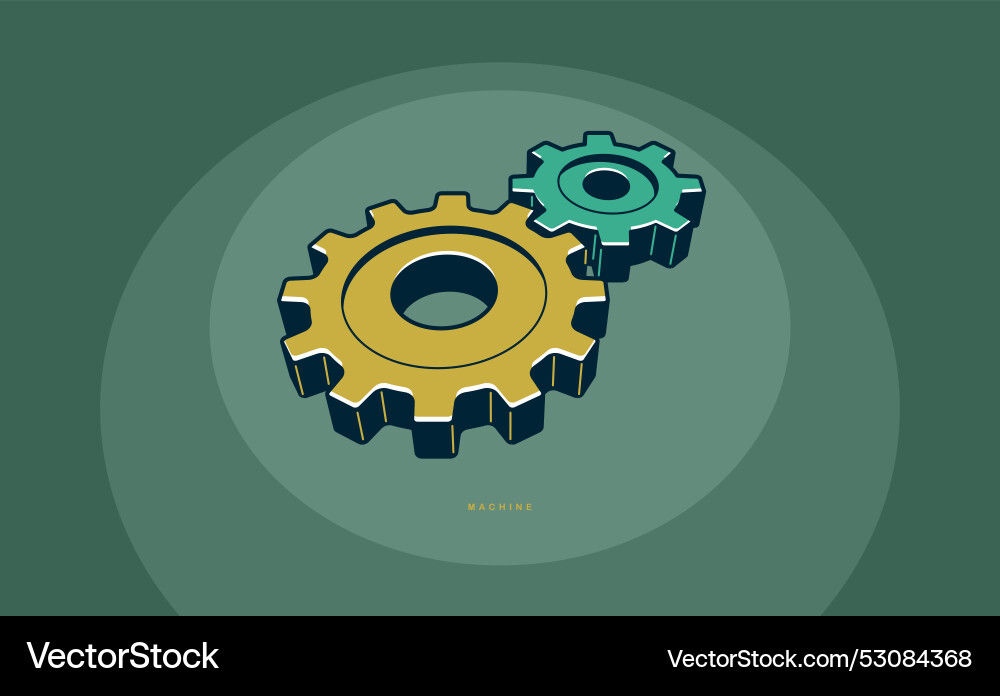 Engineering machine concept poster gears and cogs Engineering machine concept poster gears and cogs vector image