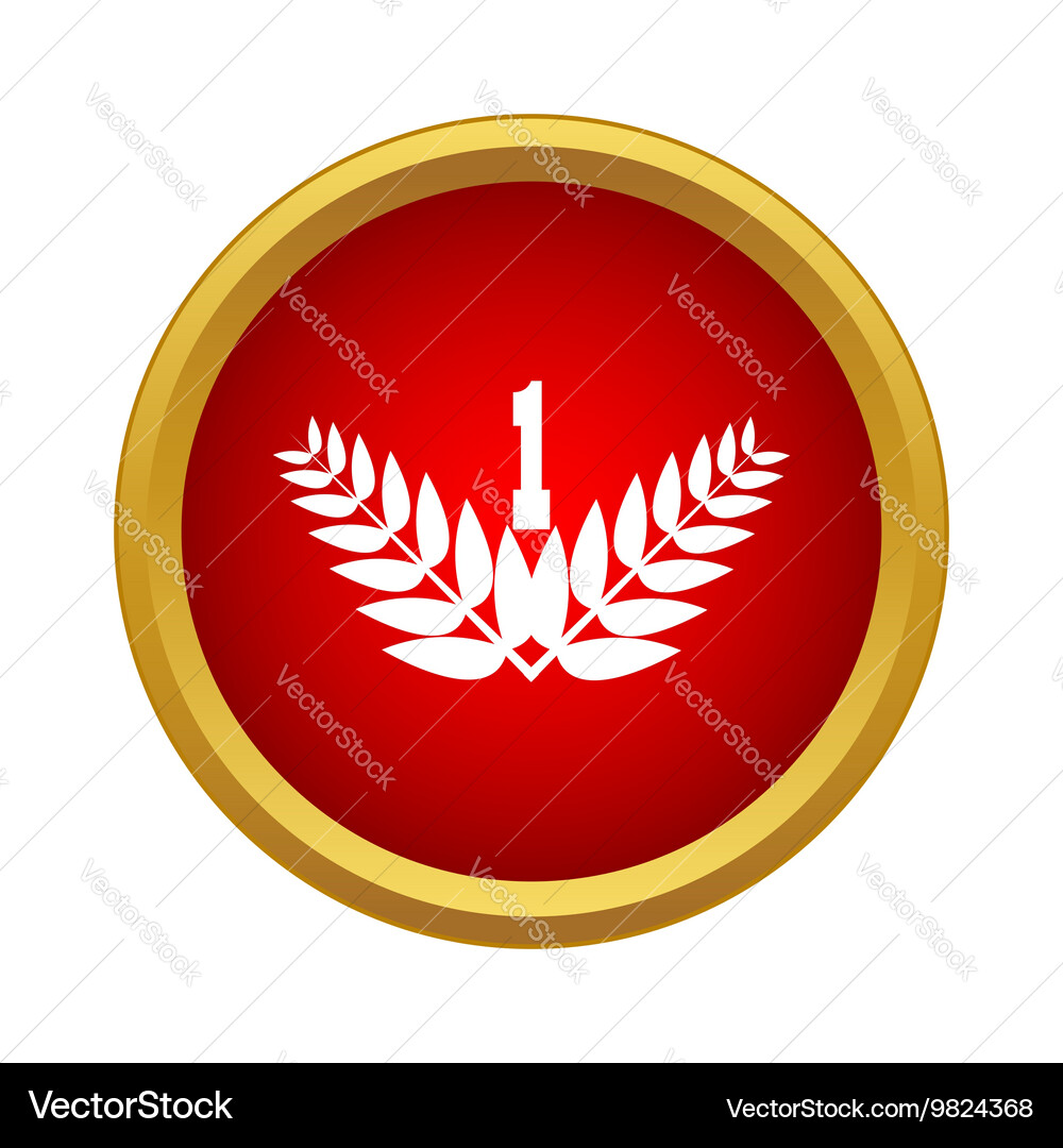 First place with laurel branches icon simple style Vector Image