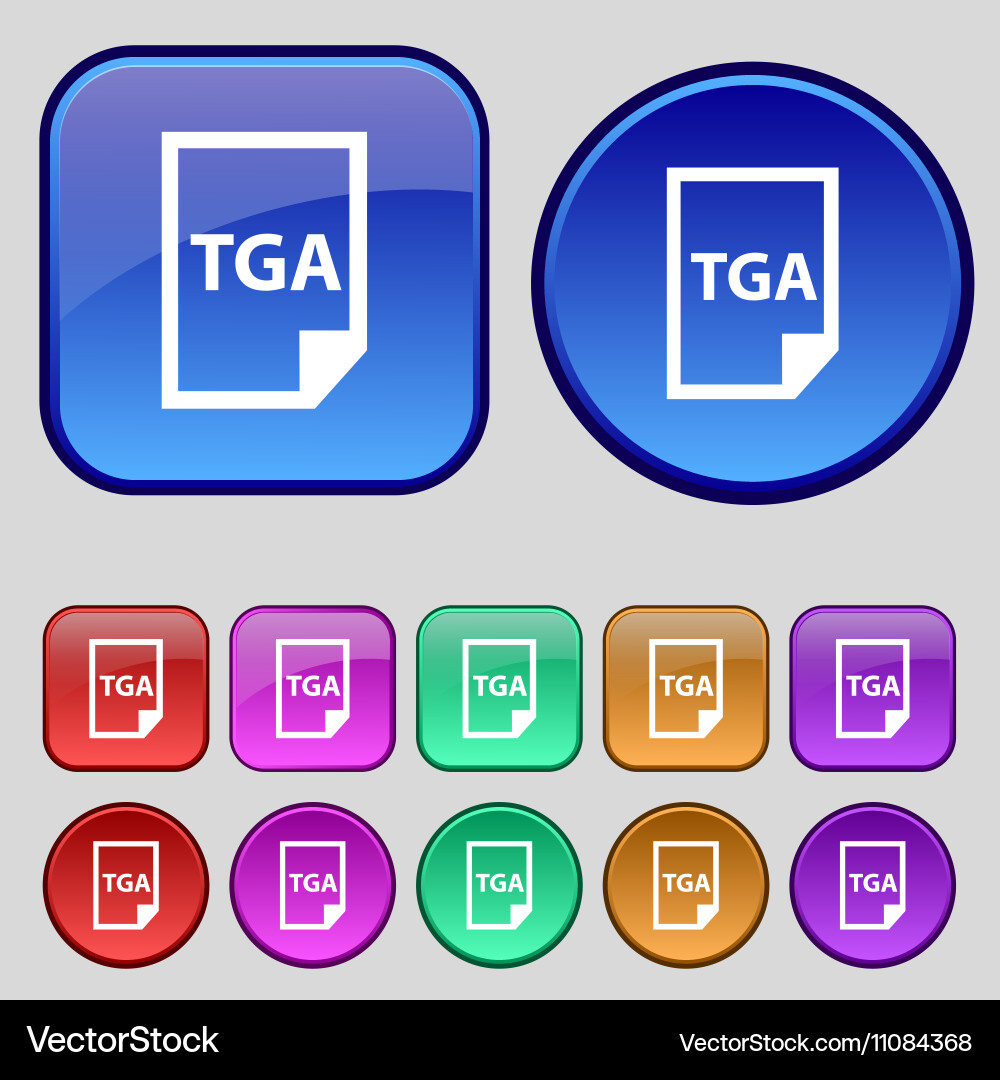 Image file type format tga icon sign a set vector image