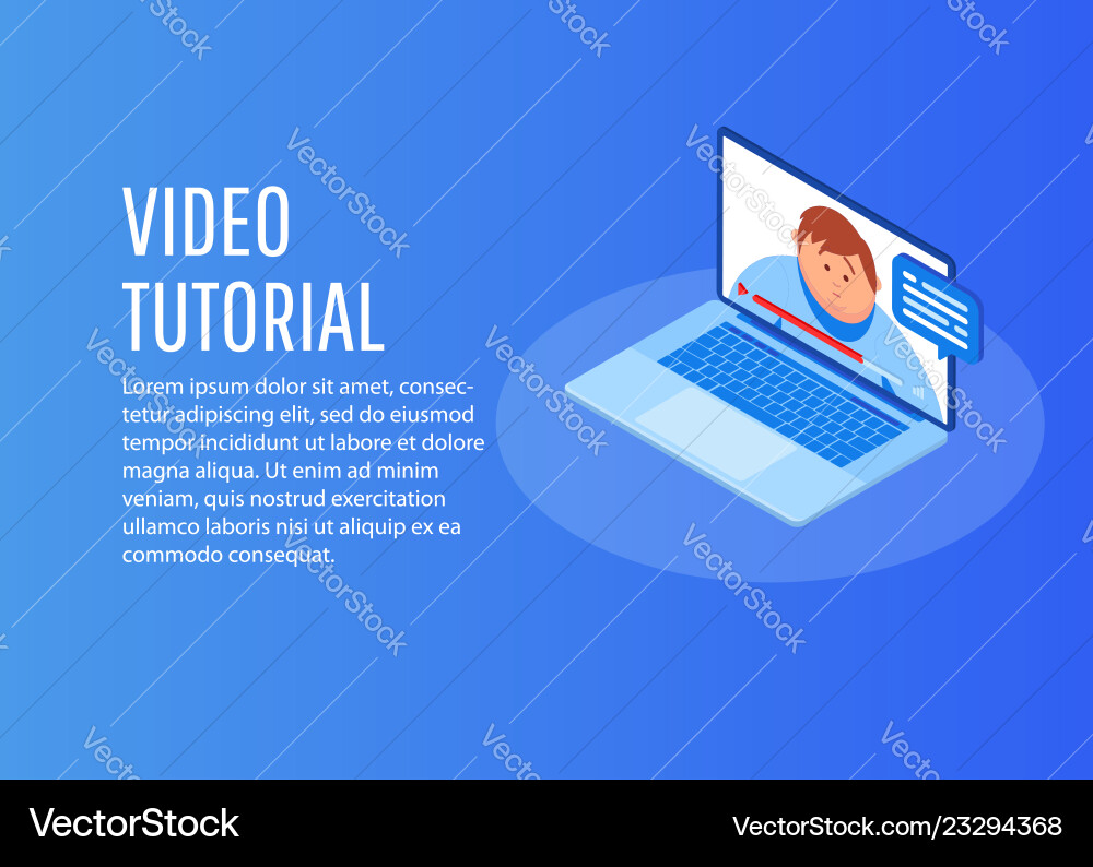 Isometric video tutorials icon concept Isometric video tutorials icon concept vector image