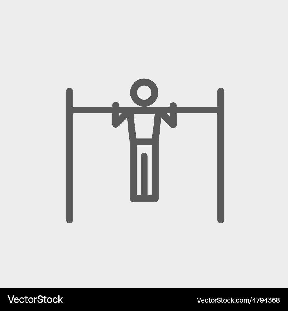 Pull up exercise in bar thin line icon vector image