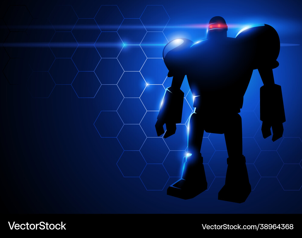 Robot on hi-tech background Vector Image
