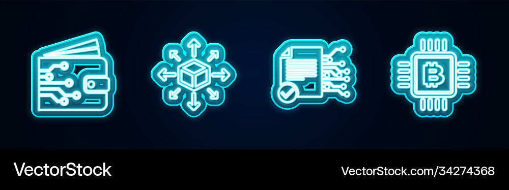 Set line cryptocurrency wallet distribution Set line cryptocurrency wallet distribution vector image