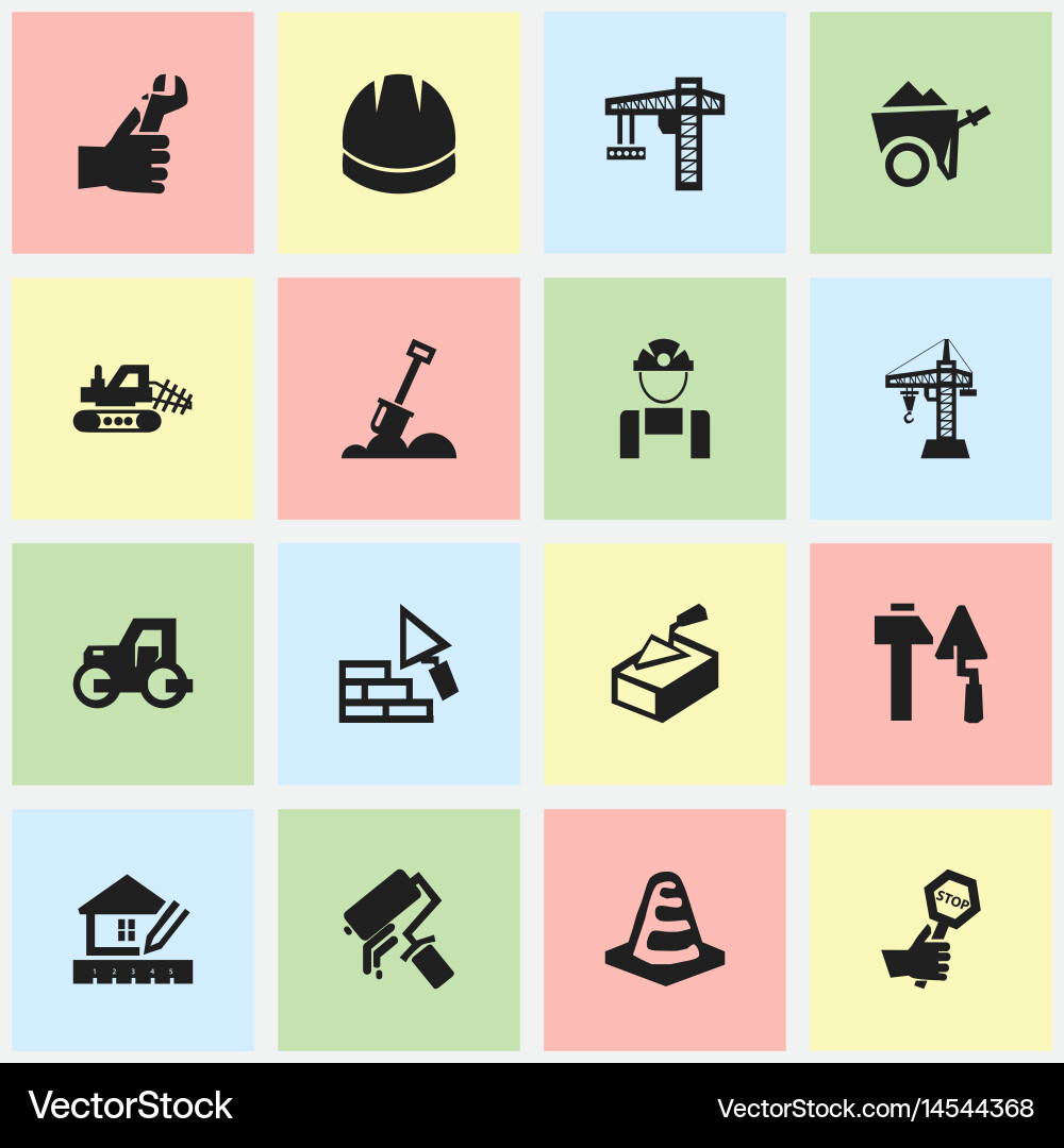 Set of 16 editable structure icons includes Vector Image