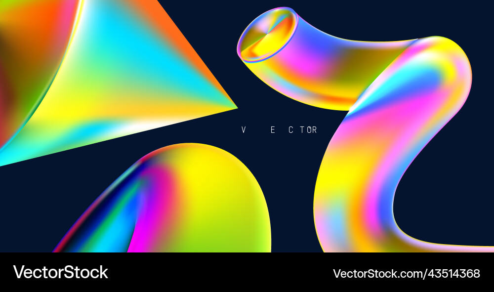 Set of colored 3d objects on a dark background Set of colored 3d objects on a dark background vector image