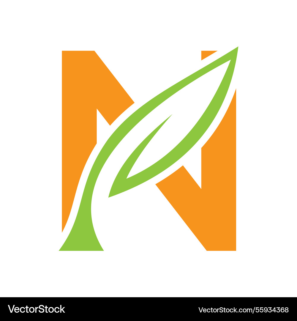 Ursprünglicher Buchstabe n Blatt Logo Design Ökologie Symbol Ursprünglicher Buchstabe n Blatt Logo Design Ökologie Symbol vektorbild