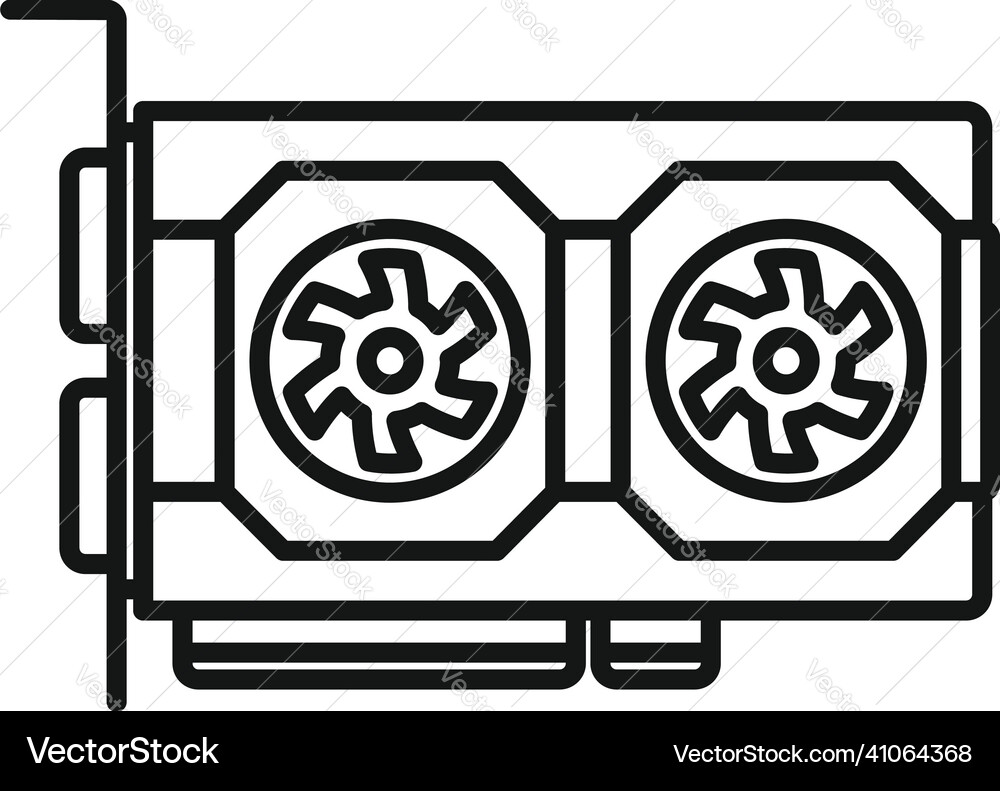 Video card display icon outline computer Video card display icon outline computer vector image