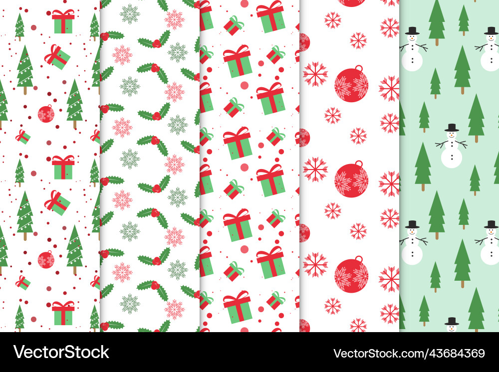 Abstract pattern collection with red and green Vector Image