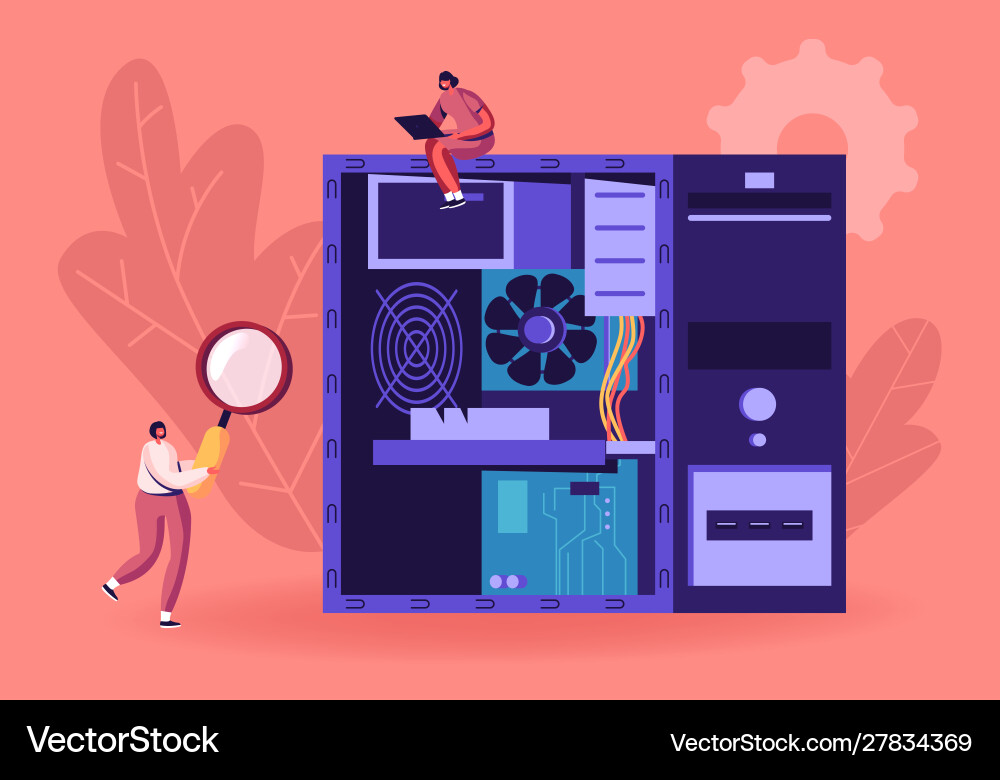 Computer troubleshooting fixing service concept Computer troubleshooting fixing service concept vector image