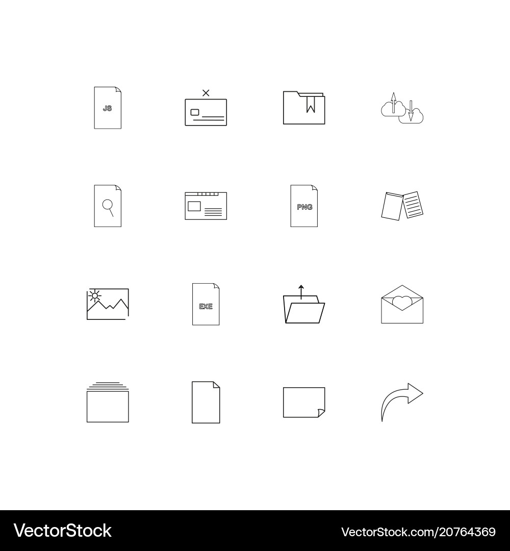 Files and folders sign linear thin icons set vector image