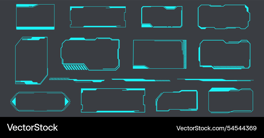 Futuristic hud frames borders text box game menu Futuristic hud frames borders text box game menu vector image