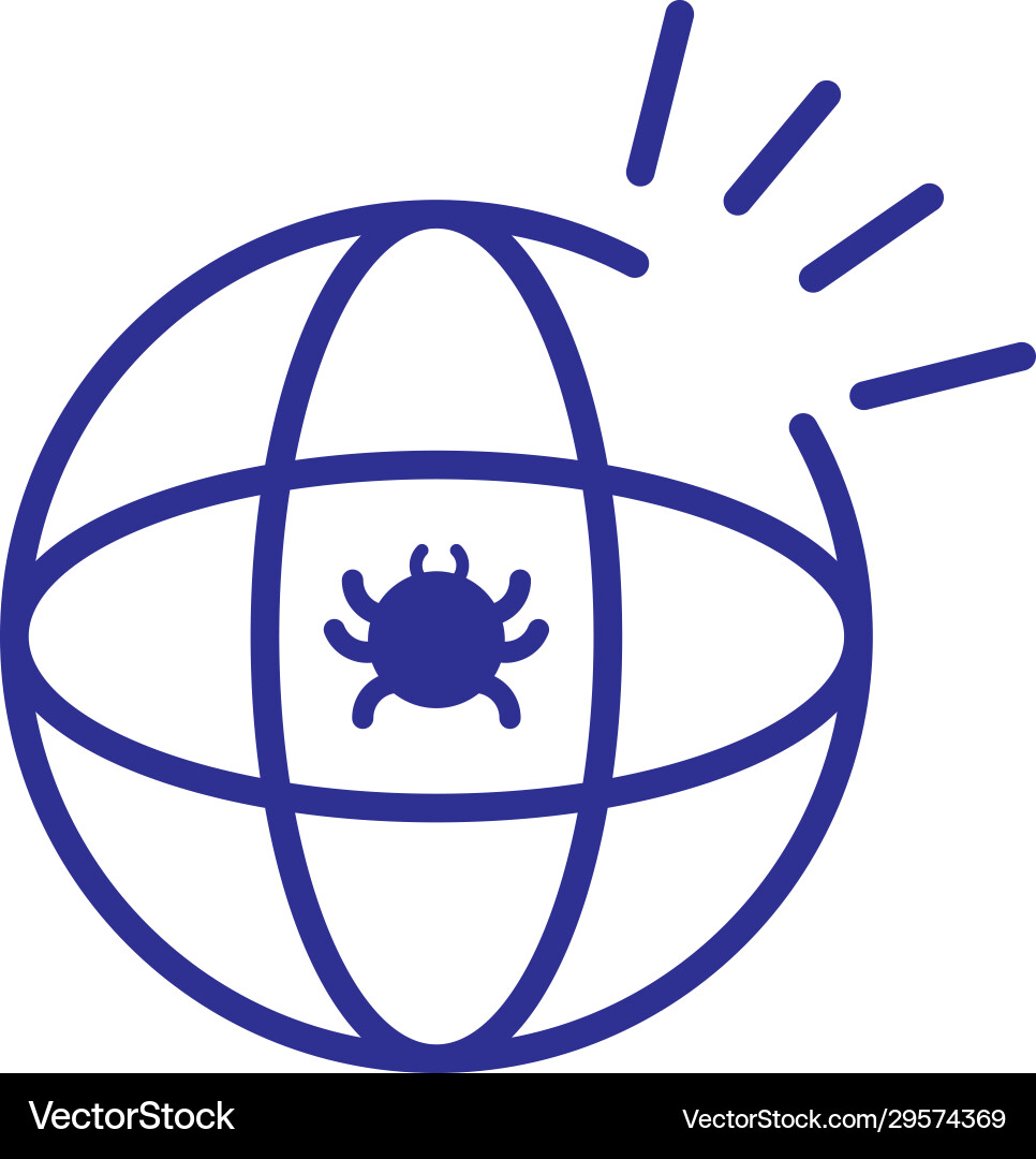 Global sphere with bug icon line detail style Global sphere with bug icon line detail style Vector Image