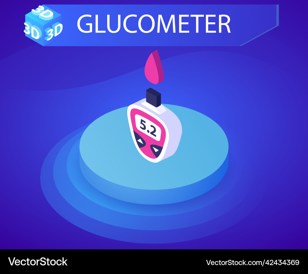 Glucometer isometric design icon web 3d colorful Glucometer isometric design icon web 3d colorful vector image