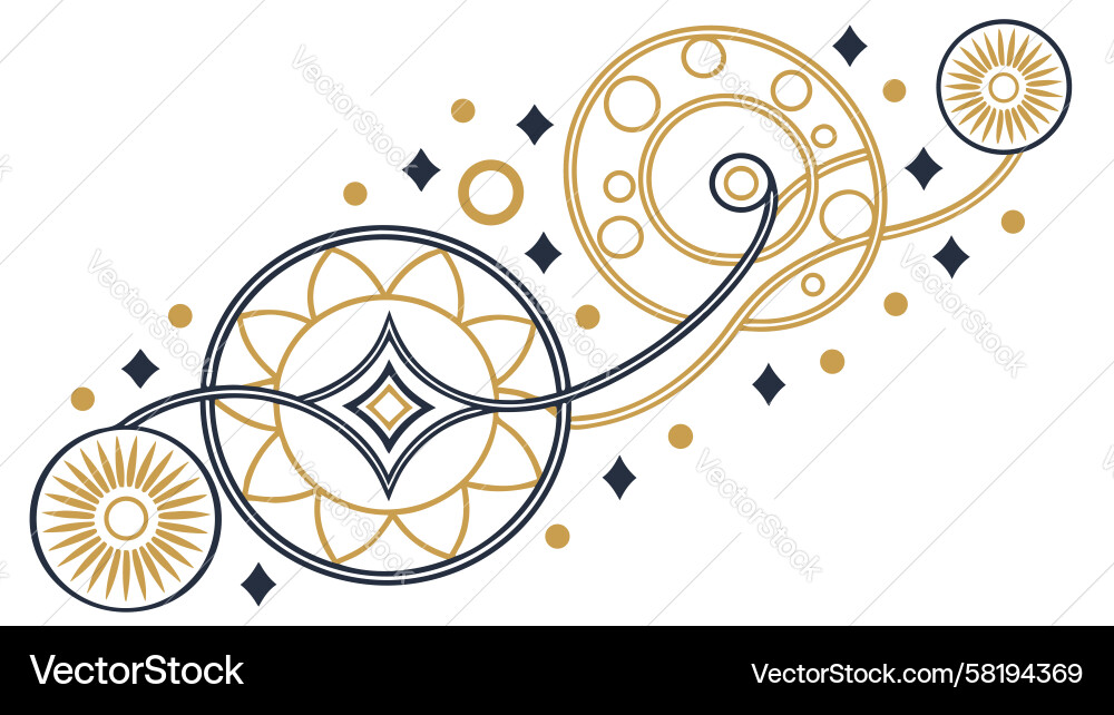 Golden Scroll Swirl Abstract Vector Image