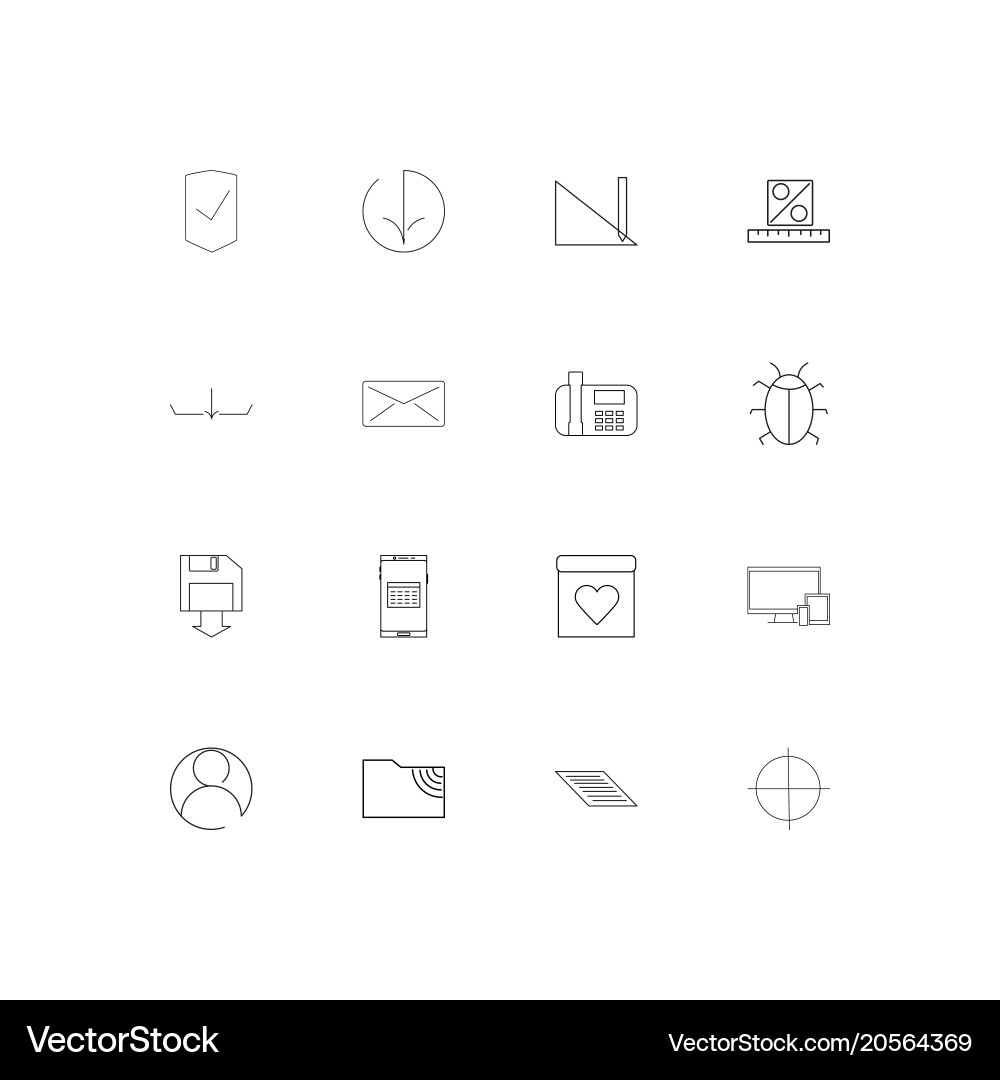 Internet technologies simple linear icons set vector image