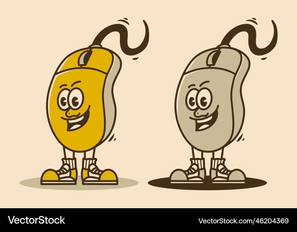 Mascot character design of standing computer mouse Mascot character design of standing computer mouse vector image