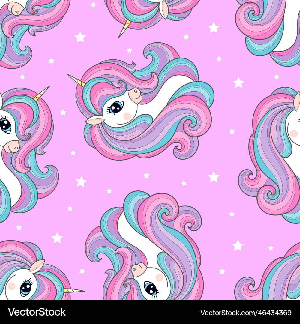 Seamless pattern with unicorns on a pink Seamless pattern with unicorns on a pink vector image